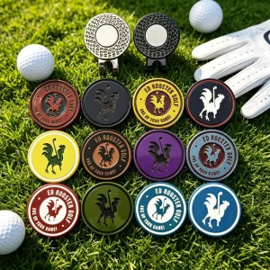 Golf Glove with Hong Kong Dollar Custom Soft Enamel Metal Magnetic Golf Ball Marker Necklace for Engraving, Golf Hat Clip Holder