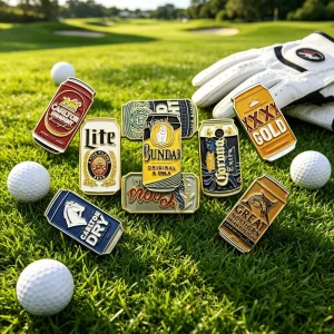 Golf Glove with Hong Kong Dollar Custom Soft Enamel Metal Magnetic Luxury Golf Ball Marker, Golf Hat Necklace for Engraving