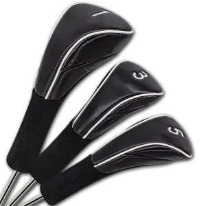 Golf Head Cover Set (Driver/Fairway/UT) PU Leather Waterproof Velvet Lined Digital Embroidery Customizable Cover