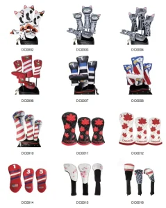 Golf Head Covers Custom PU Leather Golf Driver Head Cover Set with Embroidery Blank Design Golf Head Covers Set