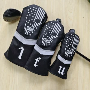 Golf Headcover PU Leather Embroidery Driver Fairway Wood Hybrid UT Head Cover Waterproof Custom Logo Accessories