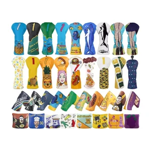 Golf Headcover Set for Driver, 1, 3, 5 Wood, and Putter