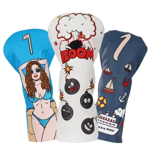 Golf Headcovers Custom Design Printing Embroidery PU Leather Driver Golf Head Covers Golf Accessories