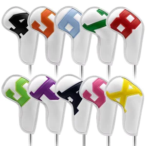 Golf Headcovers Golf Club Iron Head Cover White Colorful PU Leather Iron Covers for All Brands 10pcs/set