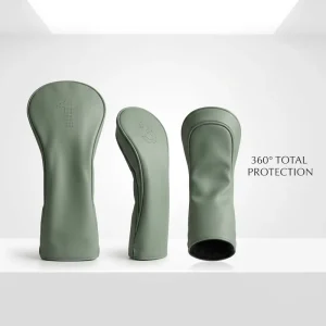 Golf Headcovers Waterproof PU Leather Club Protector Set with Soft Velvet Lining for Driver Wood Hybrid