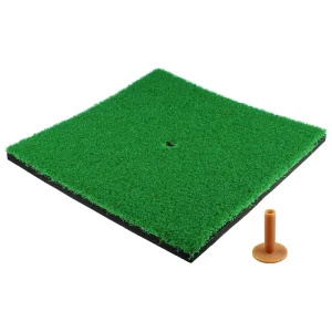 Golf Hitting Mat Artificial Grass Turf with Rubber Tee Compact Square Design Heavy Duty Base Indoor Outdoor Practice Training
