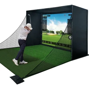 Golf Hitting Net for Home with Premium HD Impact Screen, Full Safety Padding & Blackout Curtain