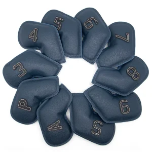 Golf Iron Head Covers 10pcs set PU Leather Golf Headcover Set Embroidered Golf Club Iron Headcover