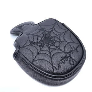 Golf Mallet Putter Clubhead Protection Scratch Prevention Spider Embroidery Magnetic Closure Semi circle Shaped Putter Headcover