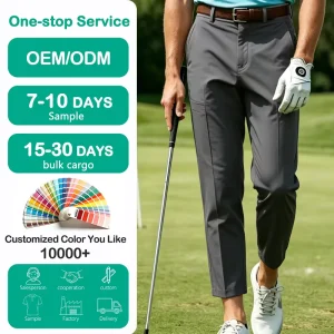 Golf Pants 9-Point Tapered Central Seamed Performance Stretch Breathable Quick Dry Sportswear Men Golf Pants