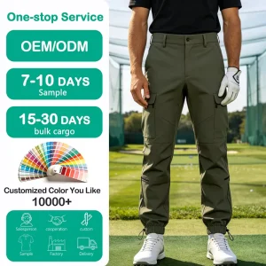 Golf Pants Jogger Cargo Multi Pocket Zippered Paneled Woven Performance Stretch Quick Dry Golf Pants for Men