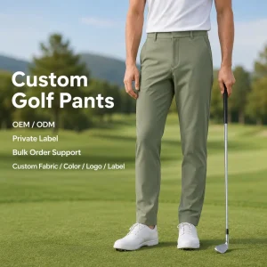 Golf Pants Manufacturer Mens Sage Green Slim Fit Stretch Breathable Quick Dry Performance Trousers
