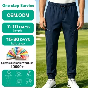 Golf Pants OEM Geometric Linear Pattern Sublimation Printed Teal Breathable Stretch Quick Dry Athletic Men Golf Pants