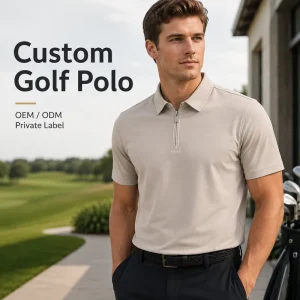 Golf Polo Shirt Mens Khaki Short Sleeve Quarter Zip Breathable Quick Dry Performance Athletic Tennis Golf Polo Shirt