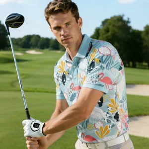 Golf Polo Shirts for Men Stretch Fabric Anti Wrinkle Sports Polo Golf Clothes Summer Outdoor Golf T Shirt