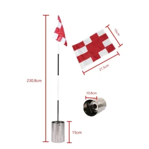 Golf Practice Aid Golf Flagstick and 6inch Stainless Steel Hole Cup Golf Flagstick Golf Training Equipment Golf Putting Flag