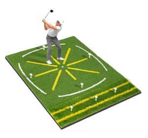 Golf Practice Mat for Golf Swing Chipping Hitting Training with Swing Path Line and Standing Guideline Golf Hitting Mat Outdoor