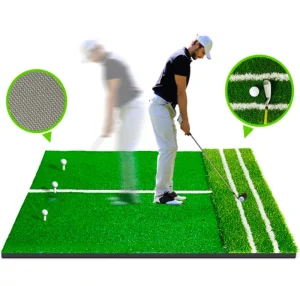 Golf Practice Mat with Alignment Lines for Swing Chipping Training Indoor Outdoor Large Dual Turf