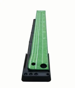 Golf Practice Training Aid Equipment Golf Putting Trainer Velvet Mat Putting Green Mat Solid Wood Base With Auto Ball