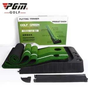 Golf Practice Training Aid Equipment Golf Putting Trainer Velvet Mat Putting Green Mat Solid Wood Base with Auto Ball Return