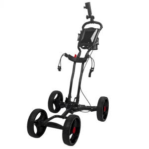 Golf Push Cart 4 Wheel Foldable Lightweight Aluminum Alloy Trolley Handbrake Easy Push Pull Design Senior Golfers 20kg Capacity