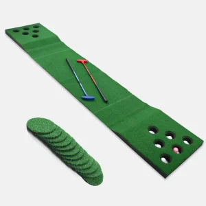 Golf Putting Game Set With Putters and Hole Covers Backyard Putting Green Golf Mat with Artificial Turf Surface