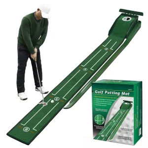 Golf Putting Green Mat with Track Practice Mat Rubber Grip Modern Design Equipment Accessories