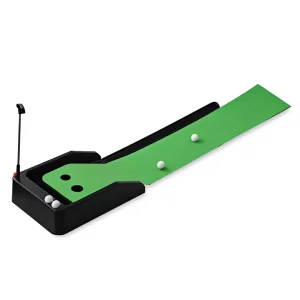 Golf Putting Green Plastic Crystal Velvet Practice Mat Double Hole Automatic Ball Return Trainer