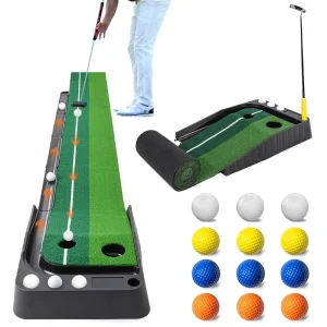 Golf Putting Green With Auto Ball Return Mini Golf Practice Training Aid Extra Long 9.84Ft 12 Bonus Balls Pro Indoor Outdoor