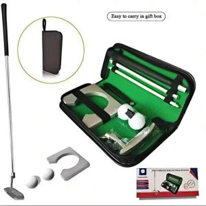 Golf Putting Practice Kit Gift Box Three Section Zinc Alloy Putter Swing Trainer