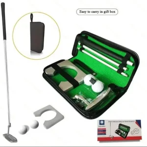 Golf Putting Practice Kit Gift Box Three-Section Zinc Alloy Putter Swing Trainer for Golf Sport