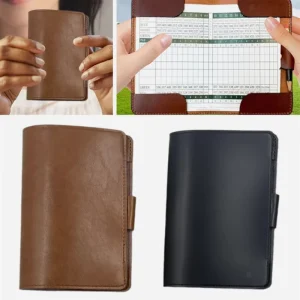 Golf Score Card Holder PU Leather Scorecard Case Protector