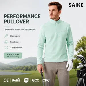Golf Shirt Custom Plain Half Zip Pullover OEM ODM Lightweight Quick Dry 1/4 Zip Mock Neck Athletic Golf Apparel Men