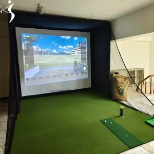Golf Simulator Enclosure Nets 10x9ft HD Impact Screen Aluminum Frame Durable Easy Install Indoor Outdoor Golf Practice Cage