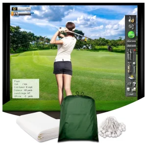 Golf Simulator Impact Screen Premium Launch Monitor Projector Screen with HD Visual Indoor Practice Screen for Enclosure and Net