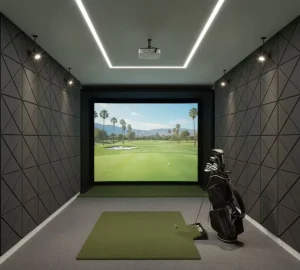 Golf Simulator Interior Design Decoration Different V Cutting Pattern 24MM Acoustic Panels Polyester PET Felt Tiles Factory