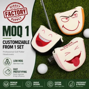 Golf Supplier Golf Mallet Club Covers Waterproof Magnetic Closure Premium PU Putter OEM Custom Golf Headcover