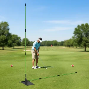 Golf Swing Plane Trainer with 180° Angle Plate, Angle Adjustment & Alignment Stick Holder
