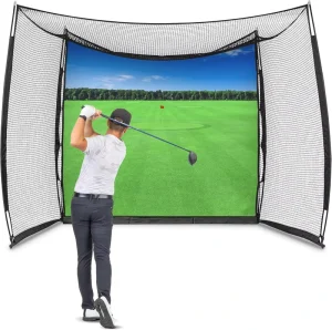 Golf Swing Trainer Practice Cage 10.5FT Visual Target Screen Projection Simulator Compatible Steel Frame Heavy Duty Model GN06