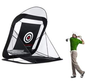 Golf Swing Trainer Training Net Durable Automatic Ball Return System Two-Side Barrier Black