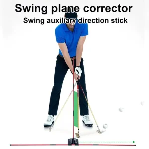 Golf Swing and Putting Plane Trainer with Adjustable Angle Rod Posture Corrector Direction Indicator Training Equipment