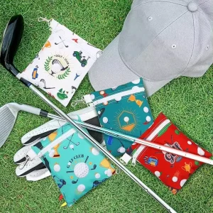 Golf Tee Bag Zipper Pouch Tee Holder Pouch with Metal Lobster Claw Clip Gifts Accessories for Men Women Golf Lover Player