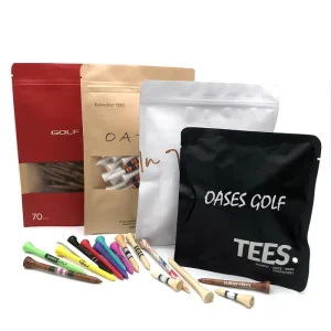 Golf Tees Manufacturer Custom Kraft Paper Bag Packaging Unbreakable Hardwood Bamboo Peg Golf Tees