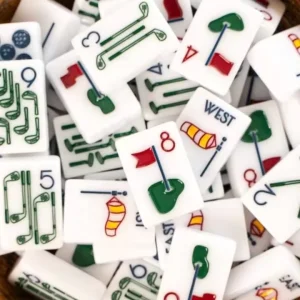 Golf Theme American Mahjong Set 160 Tiles Custom Engraved High Transparent Acrylic Foldable Gift