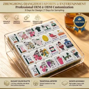 Golf Themed Premium 4 Color Acrylic Mahjong Amber Tile Back Custom Logo for 4 Person Entertainment & Gift