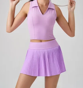 Golf Top Skirt Set Breathable Tennis Training Clothes V Collar Sleeveless Women Golf Wear Apparel