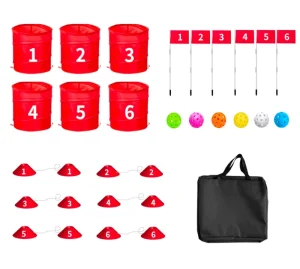 Golf Training Aid Bucket Golf Game Golf Putting Chipping Equipment 6 Hole Golf Practice Game Set for Backyard Beach Camping