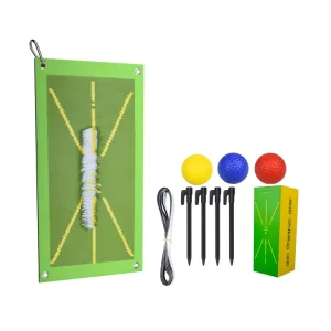 Golf Training Aids Swing Analyzer Golf Trainer Mat for Swing Detection Batting with Balls and Ground Stakes