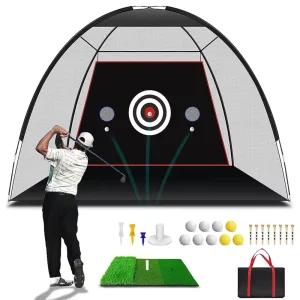 Golf Training Aids for Backyard Driving Range and Indoor Practice Hitting Nets with 2 Hole Target Carry Bag for Chipping
