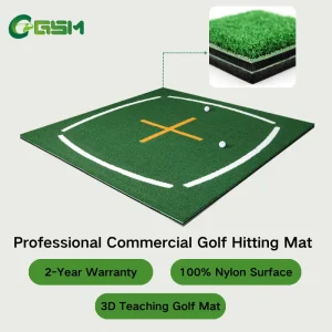 Golf Training and Teaching Mat PA Material 35mm Thick 1500x1500mm Durable Driving Range Swing Practice Cross Line